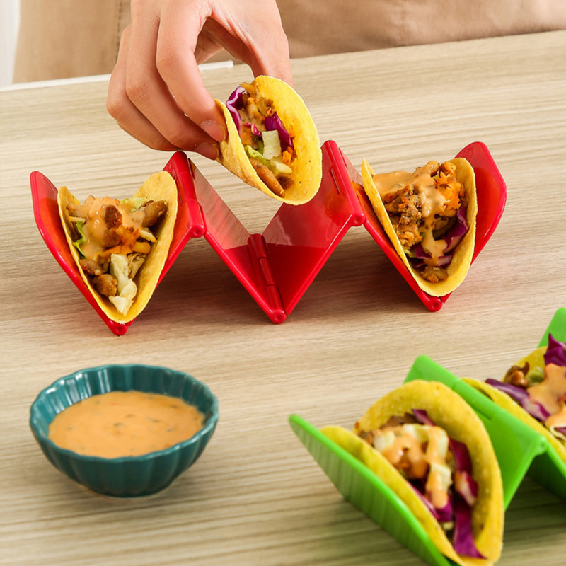 Kokkupandav tacohoidik Mehhiko tortilla alus, lainekujuline, hoiab Mehhiko pannkoogialuse plastist pannkoogiresti kevadrullihoidja