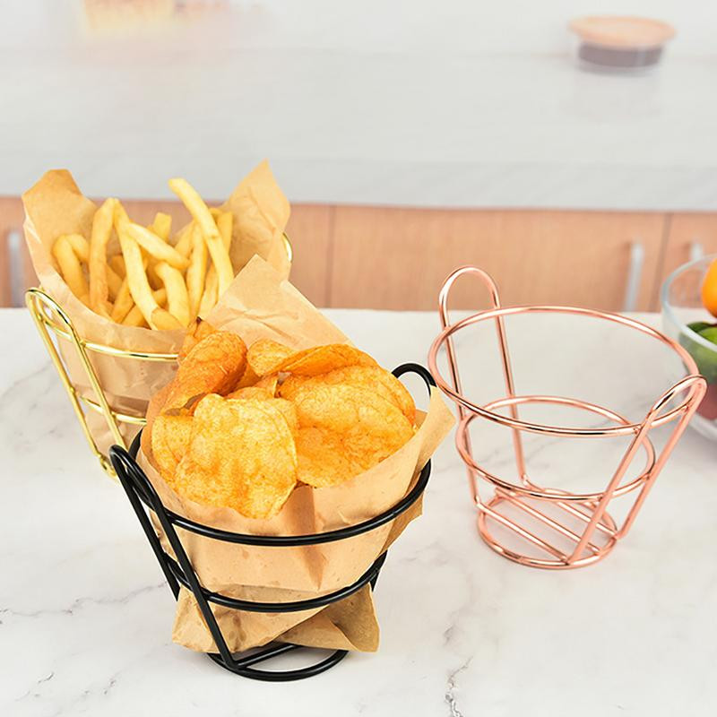 Prantsuse praehoidik, roostevabast terasest vastupidav koonus nagu praekorv friikartulite hoidik Suurepärane praetoit Restorani laua serveerimisvarustus