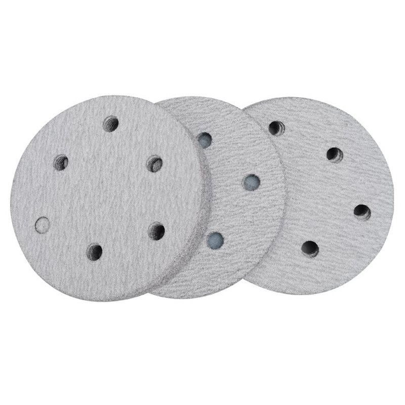 6 auguga auto lihvimispaber, pneumaatiline ümmargune poleerimispahtel, isekleepuv veski, valge sametine tagakülg, 10 tk, 5 tolli