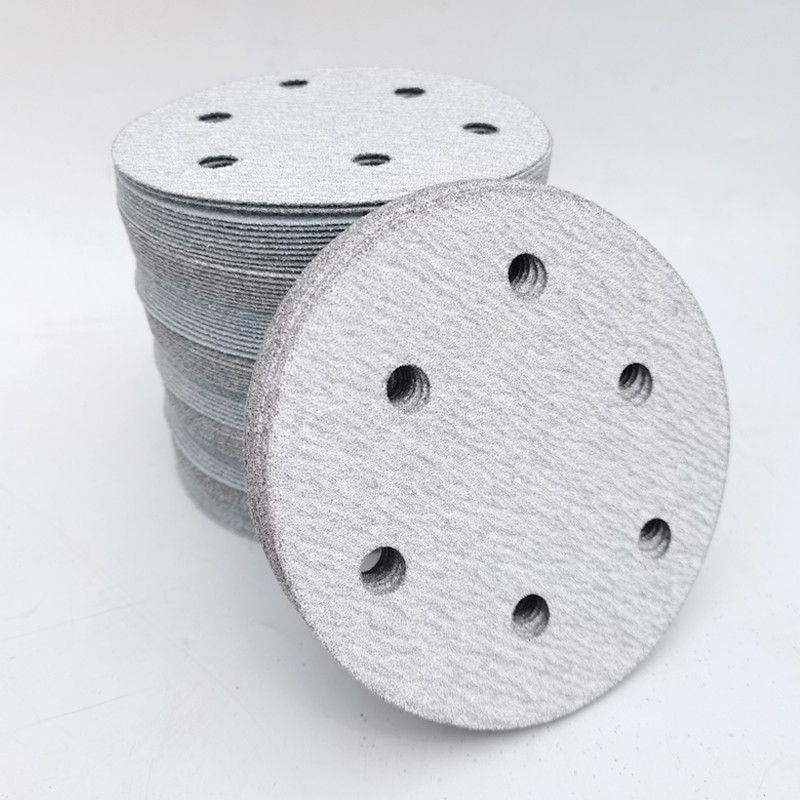 6 auguga auto lihvimispaber, pneumaatiline ümmargune poleerimispahtel, isekleepuv veski, valge sametine tagakülg, 10 tk, 5 tolli