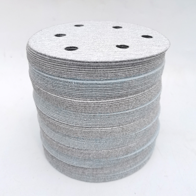 6 auguga auto lihvimispaber, pneumaatiline ümmargune poleerimispahtel, isekleepuv veski, valge sametine tagakülg, 10 tk, 5 tolli