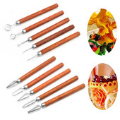 1 τμχ Εργαλείο σκαλίσματος με ξύλινη λαβή από ανοξείδωτο ατσάλι Μαχαίρι σκαλίσματος σε πιάτο φρούτων και λαχανικών Εργαλεία σχεδίασης σεφ Αξεσουάρ κουζίνας σπιτιού