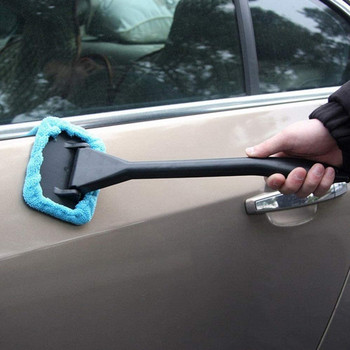 Автоматично почистващ инструмент за миене с дълга дръжка Комплект за миене на автомобилни прозорци Чистачки за предно стъкло Четка за почистване на чистачки от микрофибър