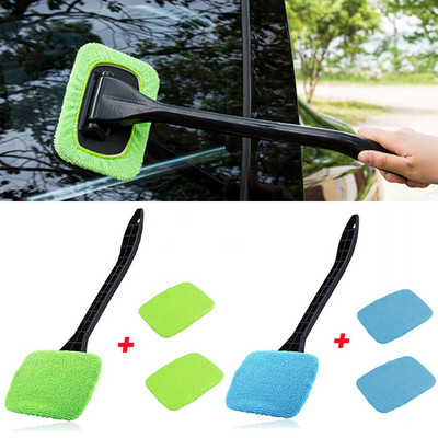 Автоматично почистващ инструмент за миене с дълга дръжка Комплект за миене на автомобилни прозорци Чистачки за предно стъкло Четка за почистване на чистачки от микрофибър
