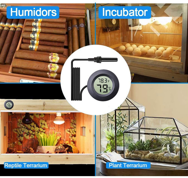 Skaitmeninis termometras Higrometras roplių vėžlių terariumo akvariumo rezervuaro priedai Temperatūra Drėgmė