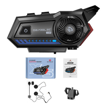 Ακουστικά GEARELEC X5 κράνος μοτοσικλέτας BT 5.2 Αδιάβροχα ασύρματα ακουστικά Φωνητικός έλεγχος Ραδιοφωνικός έλεγχος μείωσης αύξησης FM Προειδοποιητική λυχνία ραδιοφώνου