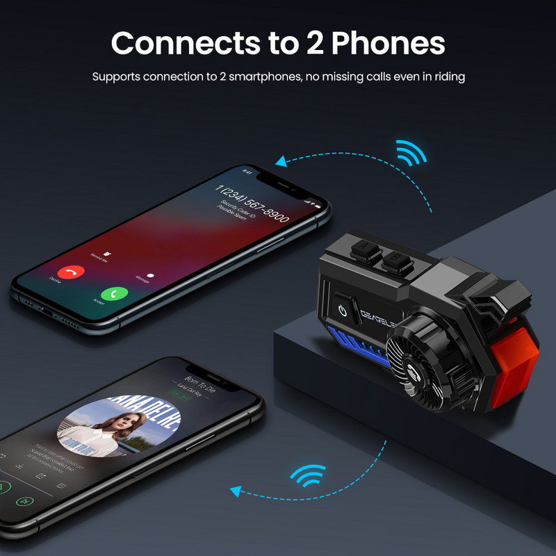 Ακουστικά GEARELEC X5 κράνος μοτοσικλέτας BT 5.2 Αδιάβροχα ασύρματα ακουστικά Φωνητικός έλεγχος Ραδιοφωνικός έλεγχος μείωσης αύξησης FM Προειδοποιητική λυχνία ραδιοφώνου