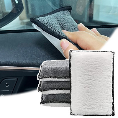 1/2/4Pcs Auto Interior Fleece Scrubbing Sponge за пластмасова кожена кола за почистване на микрофибърна кърпа Восъчна гъба Инструменти за почистване на автомобили