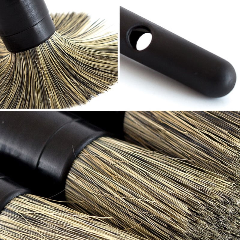 Set de perii de detaliu pentru mașină, 3 buc. Seturi de perii pentru curățarea mașinii, cu peri moi, Atuo, pentru spălarea roților de anvelope, accesorii pentru exterior, păr natural de mistreț