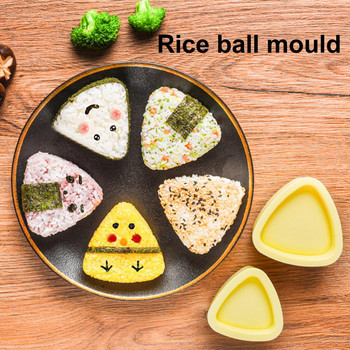 1 комплект Направи си сам Форма за суши Onigiri Maker с лъжица за хранене PP незалепващо Направи си сам триъгълна оризова топка Инструмент за приготвяне на суши Комплект форми Bento Tools