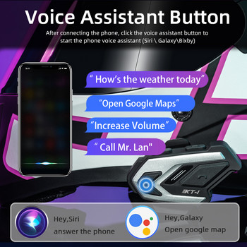 WAYXIN Μοτοσικλέτα κράνους Ακουστικά Bluetooth 5.0 Moto Wireless Headset Communicator Σύστημα αδιάβροχο ακουστικό μοτοσικλέτας KT-1