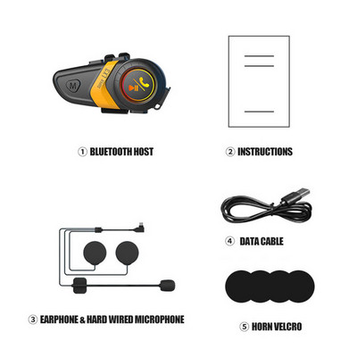 Motociklistička kaciga Slušalica Bluetooth 5.0 Bežične slušalice 1200mAH Handsfree Pozivi Stereo slušalice za motocikl protiv smetnji