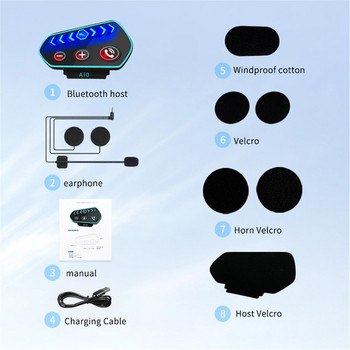 2022 A10 Мотоциклетна каска Безжични слушалки 2600 mAh Цветна каска Bluetooth 5.0 Водоустойчив IP67 Комуникатор Музикални слушалки