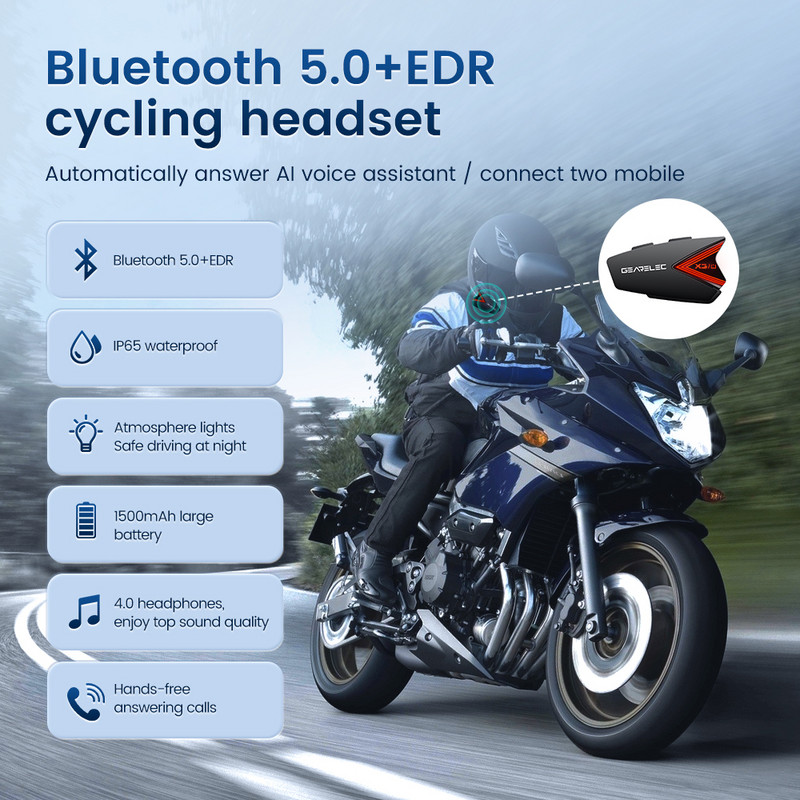GEARELEC Bluetooth-peakomplekt mootorrattakiivri jaoks IP65 veekindel ANC juhtmevaba BT5.0 kõrvaklapid Toetab käed-vabad helistamismuusikat