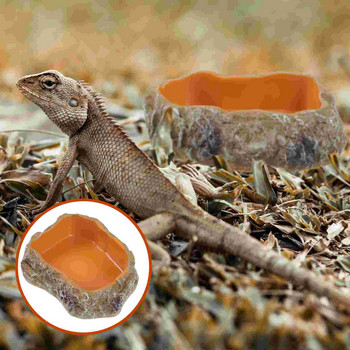 Reptile Terrarium Container Crawler τροφοδοσίας κατοικίδιων πιάτων Πιάτο νερό Μπολ Ενυδρείο σκουλήκι Τροφή Ρητίνη τροφοδοσίας βράχου