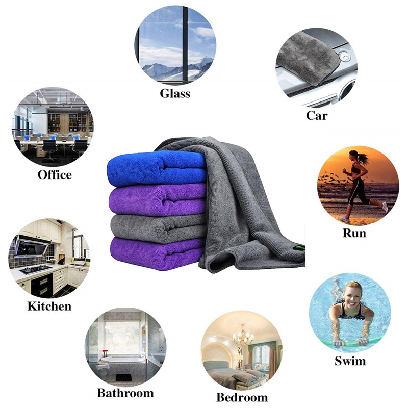 30x70 CM automobilių plovimo mikropluošto rankšluostis Automobilių valymo džiovinimo šluostė apsiuvama automobilių priežiūros audinys, detalizuojantis automobilių ploviklį Mėlynas violetinis/pilkas rankšluostis