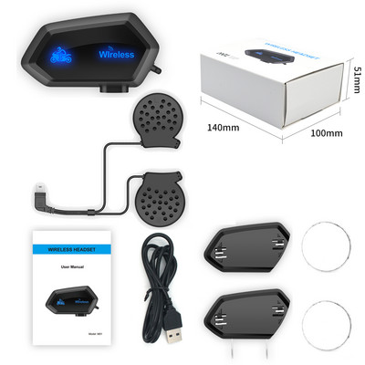 Cască de motocicletă impermeabilă Moto A1 Căști compatibile cu Bluetooth Cască fără fir Mâini libere Cască pentru muzică Apel cu mâini libere