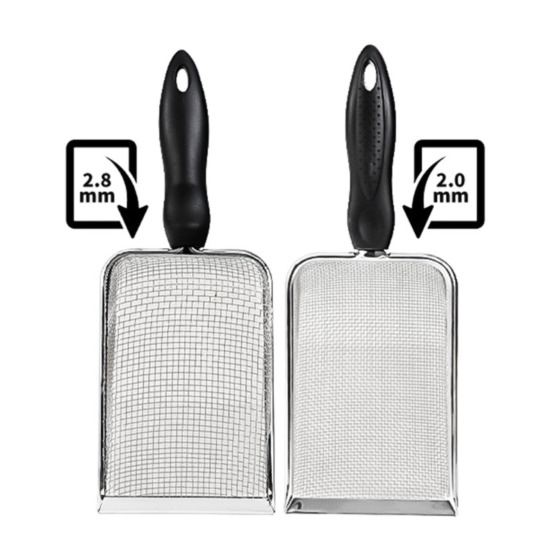 Roplių smėlio kaušelis nerūdijančio plieno smulkaus tinklelio metalo smėlio kastuvas Terariumo substrato kraiko valiklis kampiniai kaušeliai G5AB