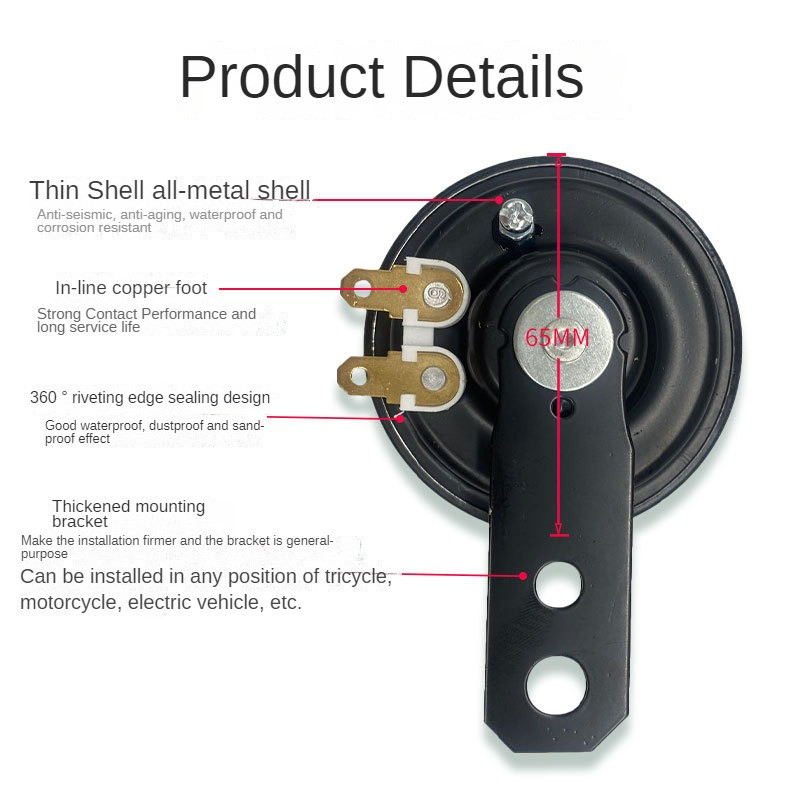 12/24/48V Motociklistička truba Automobilska glasna zviždaljka Električni stroj za upozorenje Kit Motocikl Dirt Pit Bike Moto Auto pribor