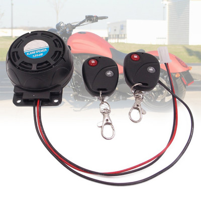 12V Dual Remote Motorcycle Alarm,105-125dB Motorcycle Remote Control Alarm Horn Anti-Theft Security System