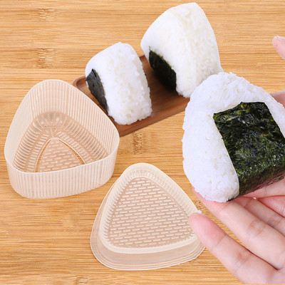 2 bucăți din plastic triunghiular pentru sushi pentru orez, matriță, set de matrițe onigiri, obiecte de bucătărie, accesorii transparente pentru bento
