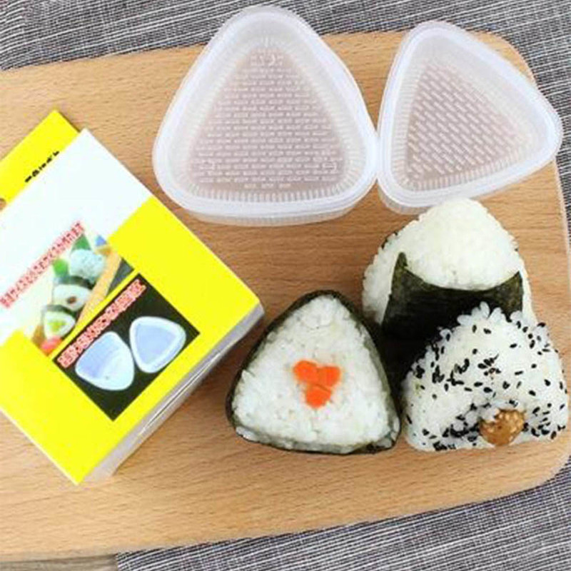 2 vnt. trikampis plastikinis suši ryžių rutuliukų formavimo formelės Onigiri formelių rinkinys virtuvės prietaisai, skaidrūs „Bento“ priedai