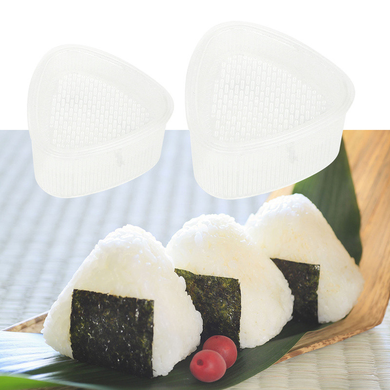 2 vnt. trikampis plastikinis suši ryžių rutuliukų formavimo formelės Onigiri formelių rinkinys virtuvės prietaisai, skaidrūs „Bento“ priedai