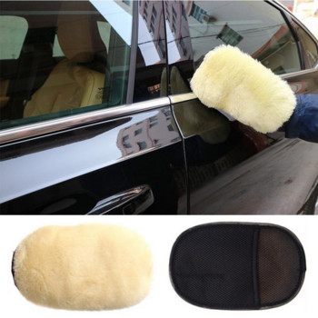 Вълнени поларени ръкавици за почистване на купето на автомобила Меки ръкавици за миене на автомобили Четка за полиране на боя Микрофибърна гъба Ръкавица Инструменти за грижа за автомобила