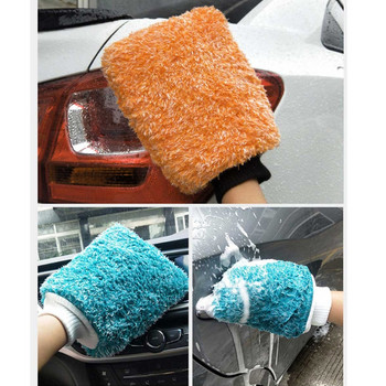 Меки микрофибърни ръкавици за миене Четка за кола восък Детайли Ръкавица Прах Двустранна почистваща кърпа Восък Детайли Подплата Гъба Парцал