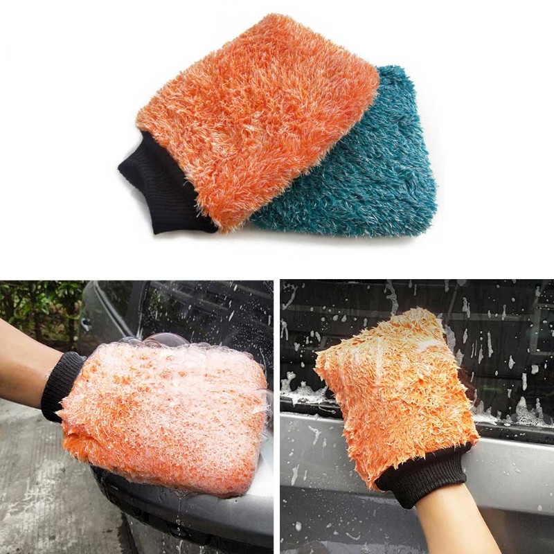 Minkštos mikropluošto plovimo pirštinės automobilinio vaško detalizavimo šepetėlis pirštinės Duster dvipusis valymo audinys vaško detalių įdėklas kempinės skudurėlis