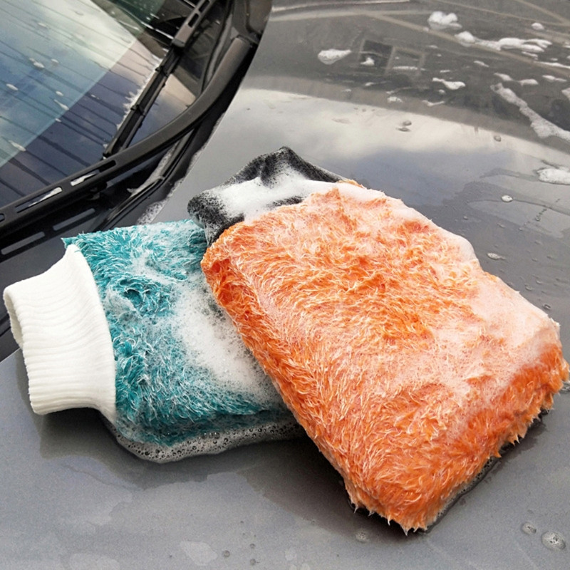 Minkštos mikropluošto plovimo pirštinės automobilinio vaško detalizavimo šepetėlis pirštinės Duster dvipusis valymo audinys vaško detalių įdėklas kempinės skudurėlis