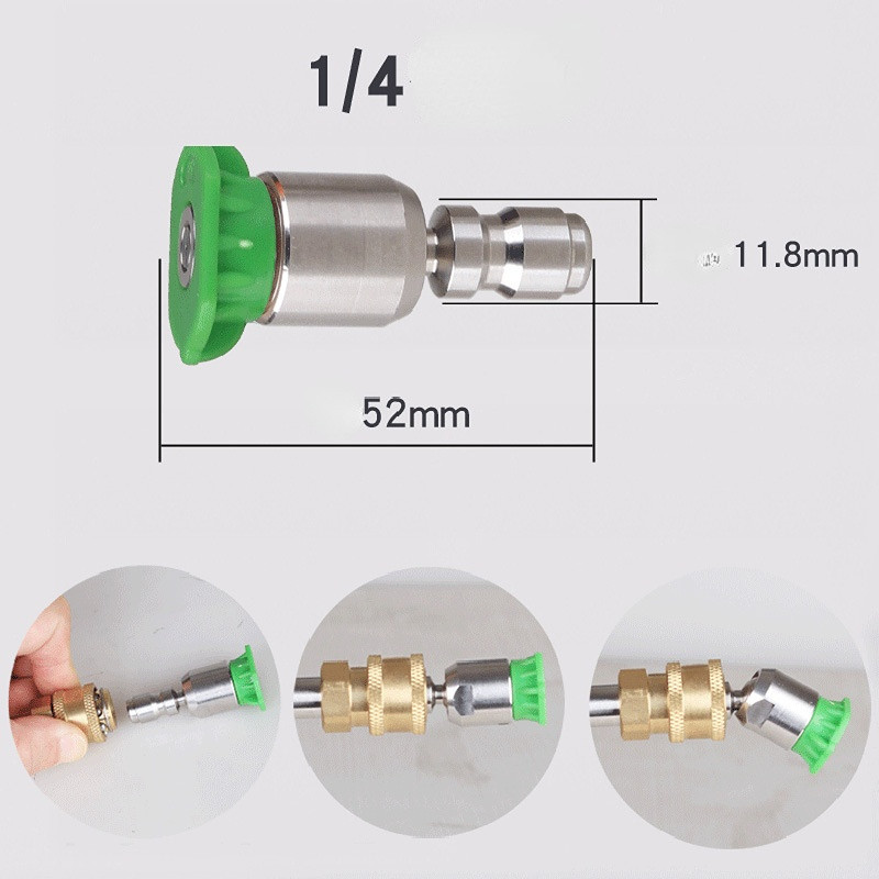 360 de grade 1/4" din oțel inoxidabil 4000 Psi cu conectare rapidă pulverizare de înaltă presiune 0 15 25 40 de grade duză Accesorii pentru spălătorie auto