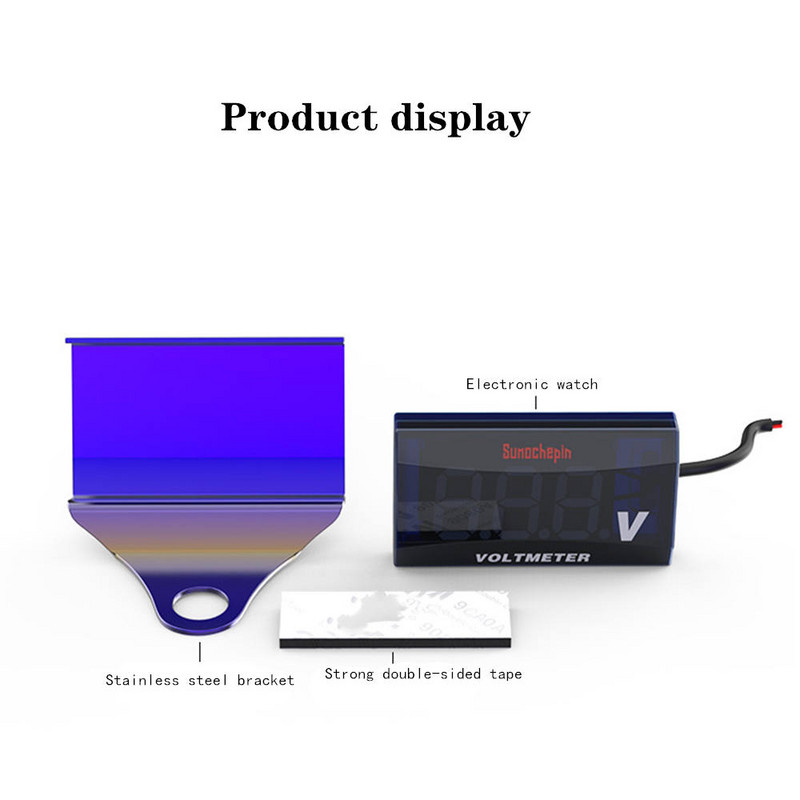 Voltmetru digital DC12-150V Accesorii pentru motociclete cu afișaj LED Tester de tensiune rezistent la apă Indicator de monitorizare a bateriei cu suport