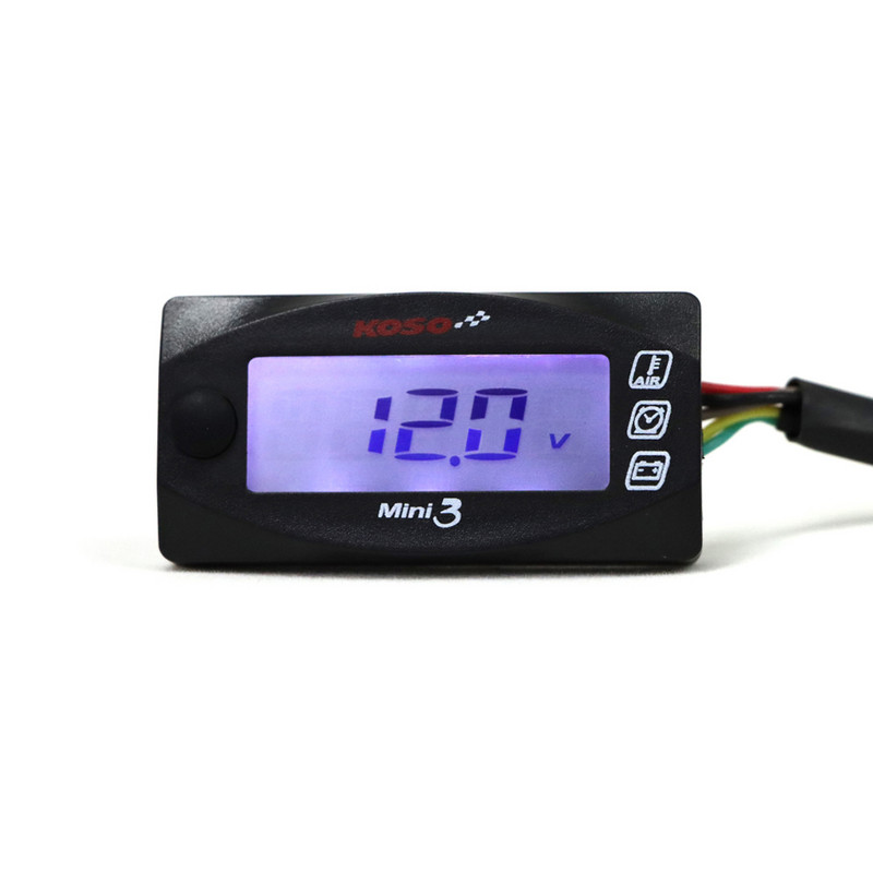 MINI 3-ühes LED-ekraan KOSO arvesti (õhutemperatuur + aeg + volt) mõõtmisruumi temperatuuri mõõtmine voltmeeter Kell Mootorratta tööriistad