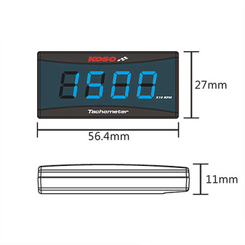 Koso Mini RPM Meter Ψηφιακή τετράγωνη οθόνη LCD Μετρητής ταχύτητας ωρών Ταχόμετρο με βραχίονα