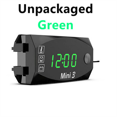 Daugiafunkcis Voltimetro skaitmeninis laiko laikrodžio termometras voltmetras DC 12V 3 viename LED ekranas Motociklas Motoroleris Automobilinė valtis IP67