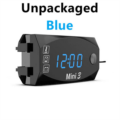 Daugiafunkcis Voltimetro skaitmeninis laiko laikrodžio termometras voltmetras DC 12V 3 viename LED ekranas Motociklas Motoroleris Automobilinė valtis IP67
