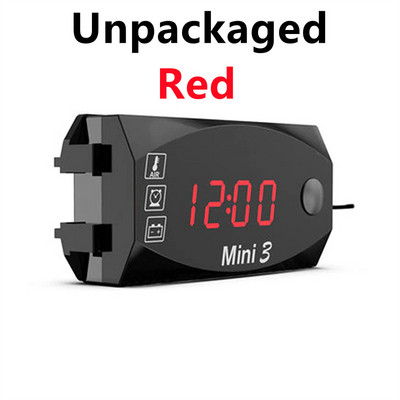Daugiafunkcis Voltimetro skaitmeninis laiko laikrodžio termometras voltmetras DC 12V 3 viename LED ekranas Motociklas Motoroleris Automobilinė valtis IP67
