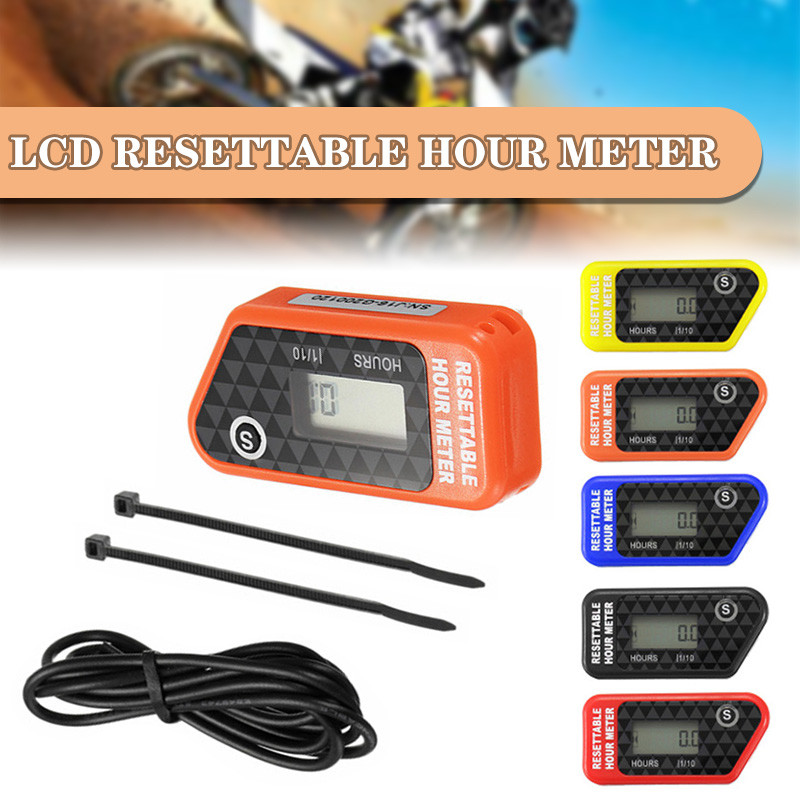 Vodootporni LCD podsjetnik brojača sati rada koji se može poništiti za održavanje u crnoj/crvenoj boji Za motocikl/ATV/motorni čamac/kosilicu