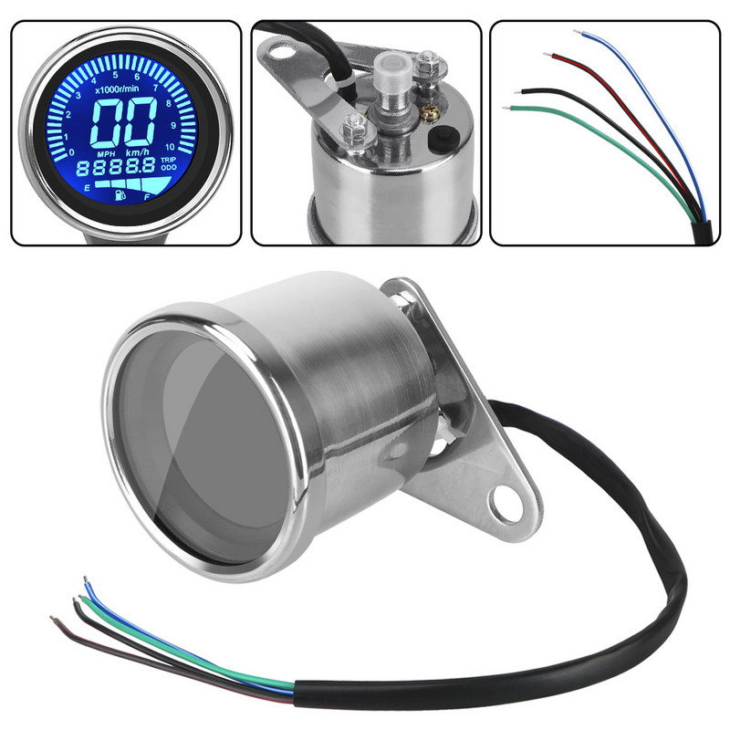 LED LCD Indicator tahometru Contor combustibil Motocicletă Vitezometru digital Universal Retro LCD Odometru Scooter ATV Contor