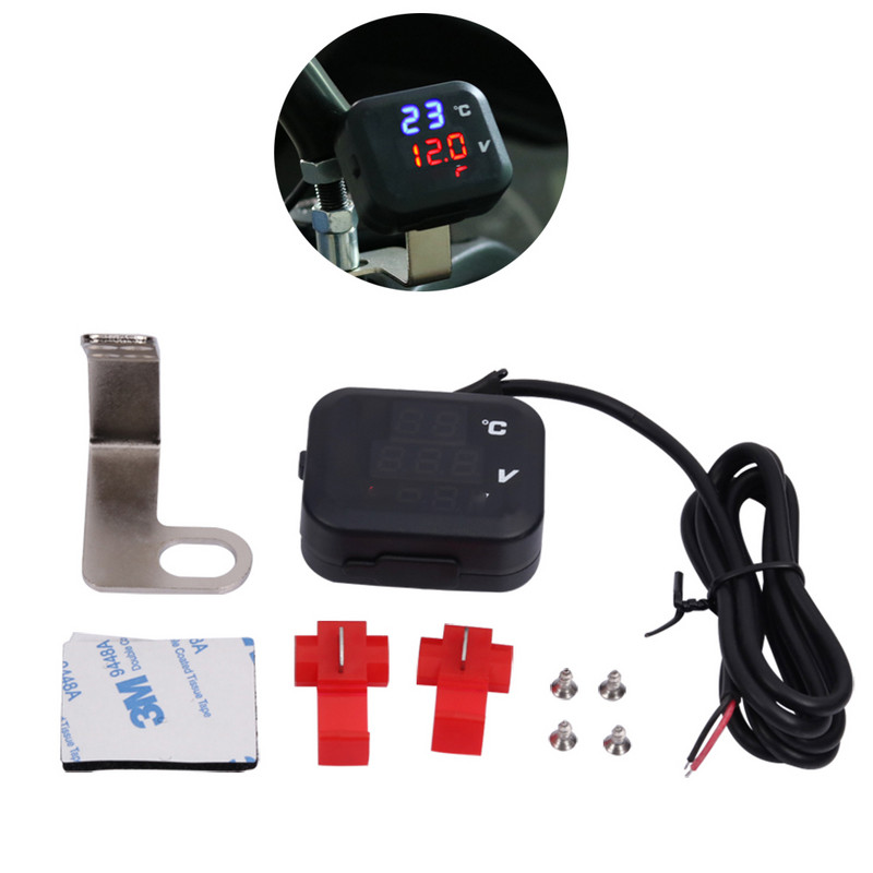 Voltmetru pentru motocicletă, temperatură, încărcător USB, termometru, tensiune, indicator digital, afișaj pentru Vespa Yamaha NMAX XMAX TMAX NVX XADV