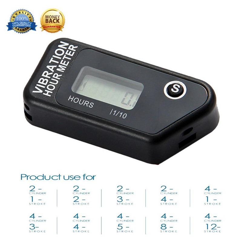 Skaitmeninis atstatomas belaidis vibracijos valandų skaitiklis LCD skaitiklis motociklų keturračiams. Dirt Bike vejapjovės mašina