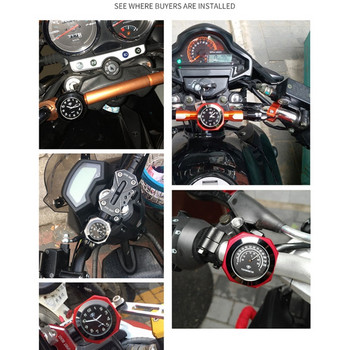 Алуминиева сплав Мотоциклет Светещ часовник за монтиране на кормилото Термометър
