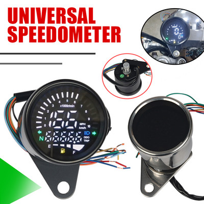 12V универсален мотоциклетен скоростомер LED цифров индикатор 10000 RPM Одеметър Тахометър Масломер Регулируем сигнал Резервни части