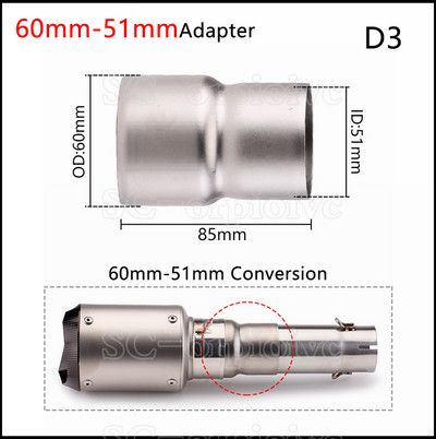 Adapter za ispušnu cijev motocikla 60-51 mm 51-38 mm spojni reduktor, dodatni prigušivač, pribor za ugradnju i alati od nehrđajućeg čelika