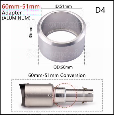 Adaptor pentru țeavă de evacuare pentru motocicletă 60-51mm 51-38mm conectare Reductor suplimentar Toba de eșapament din oțel inoxidabil Accesorii și instrumente de instalare
