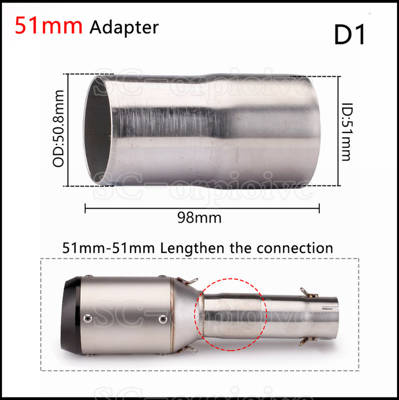 Adaptor pentru țeavă de evacuare pentru motocicletă 60-51mm 51-38mm conectare Reductor suplimentar Toba de eșapament din oțel inoxidabil Accesorii și instrumente de instalare