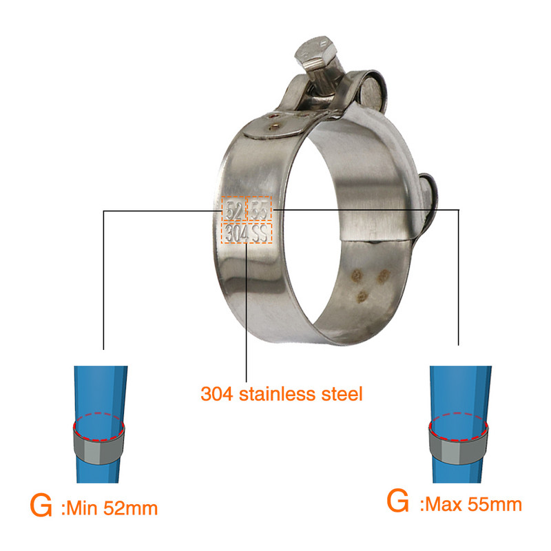 ZS MOTOS motocikl od nehrđajućeg čelika 304 jedna stezna cijev za ispušnu cijev 26-63 mm stezaljka za ispušni prigušivač