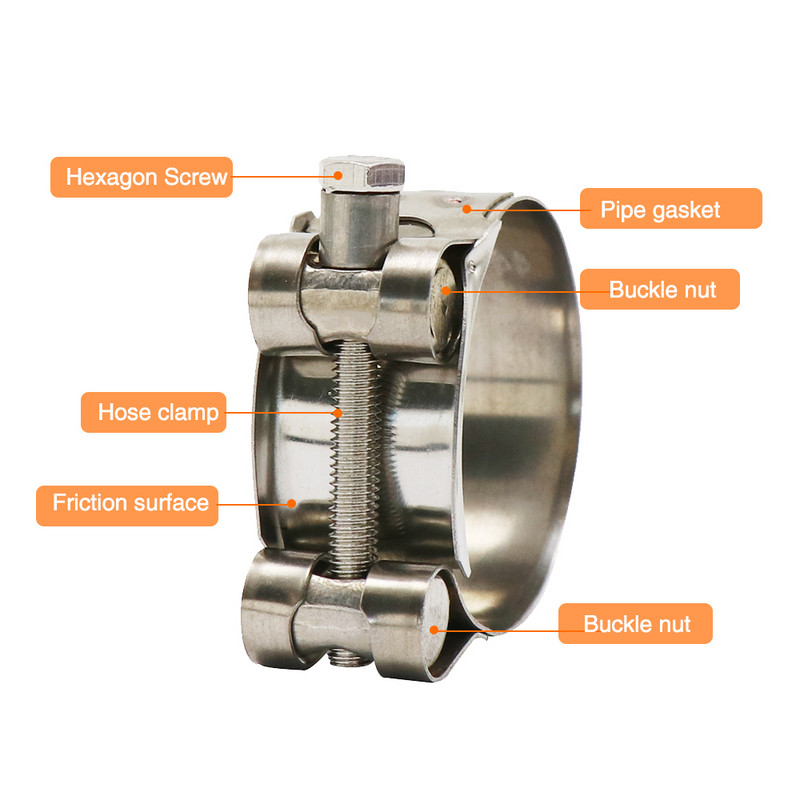 ZS MOTOS motocikl od nehrđajućeg čelika 304 jedna stezna cijev za ispušnu cijev 26-63 mm stezaljka za ispušni prigušivač