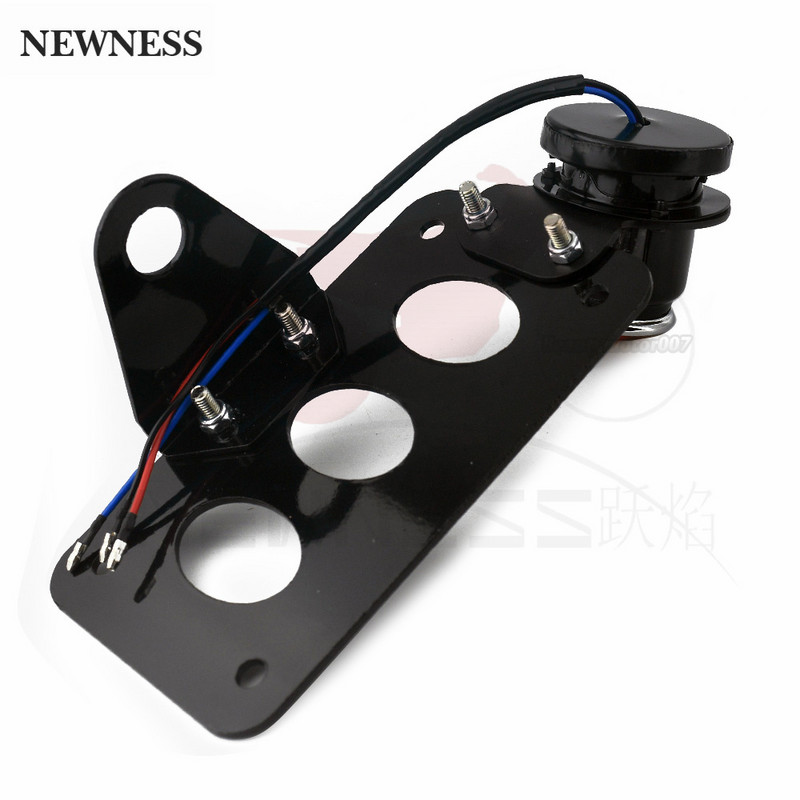 Universalus 12 V motociklo šoninis galinis žibintas su valstybinio numerio ženklo laikikliu, skirtas Harley Bobber Yamaha Honda stabdymo žibintui